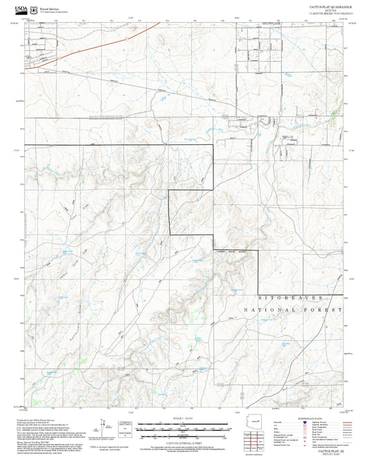 2025 Forest Service Topo Map of Cactus Flat Arizona