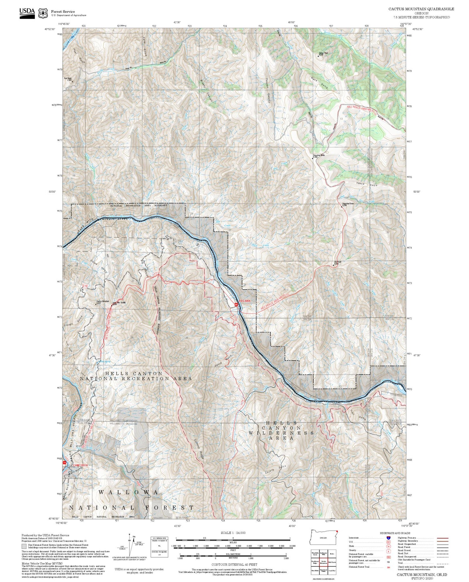 2025 Forest Service Topo Map of Cactus Mountain Oregon