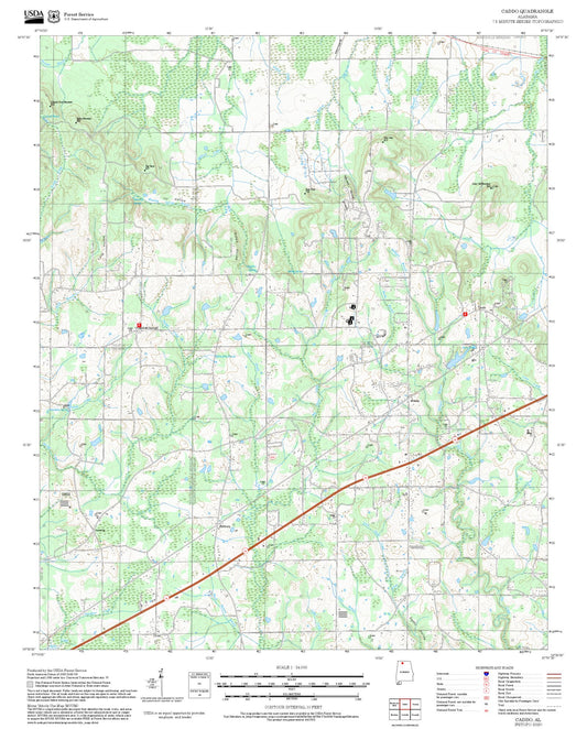 2025 Forest Service Topo Map of Caddo Alabama