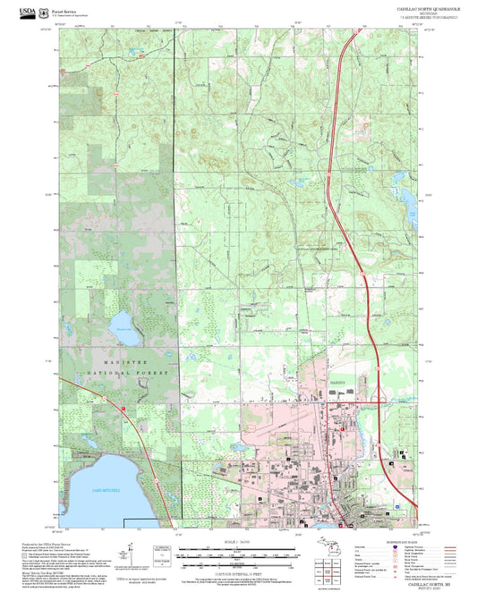 2025 Forest Service Topo Map of Cadillac North Michigan