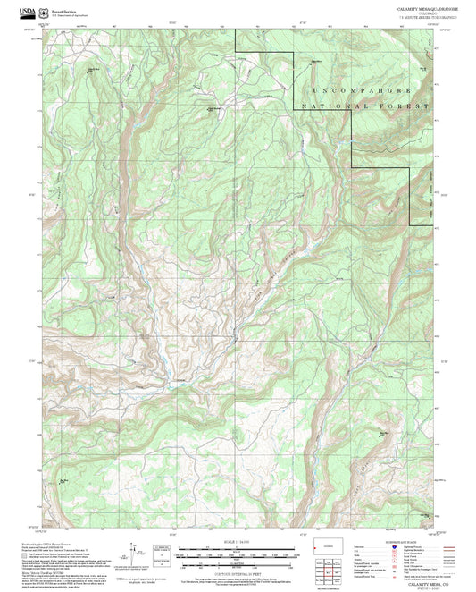 2025 Forest Service Topo Map of Calamity Mesa Colorado