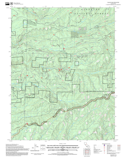 2025 Forest Service Topo Map of Caldor California