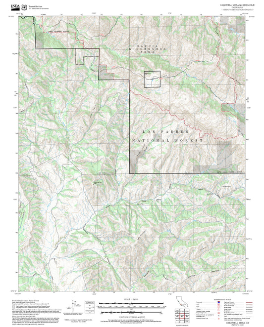 2025 Forest Service Topo Map of Caldwell Mesa California