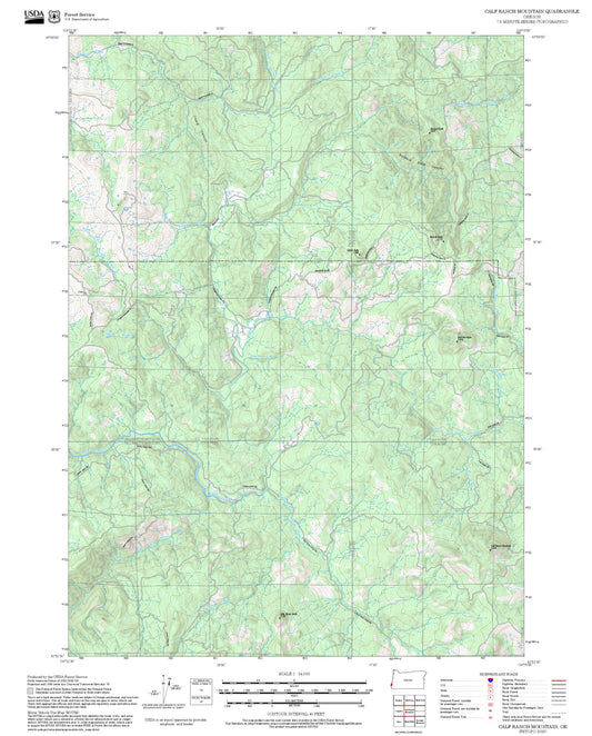 2025 Forest Service Topo Map of Calf Ranch Mountain Oregon