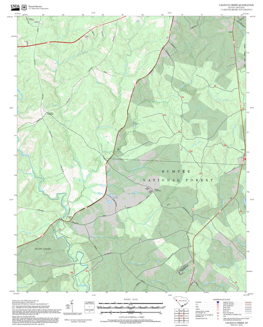 2025 Forest Service Topo Map of Calhoun Creek South Carolina