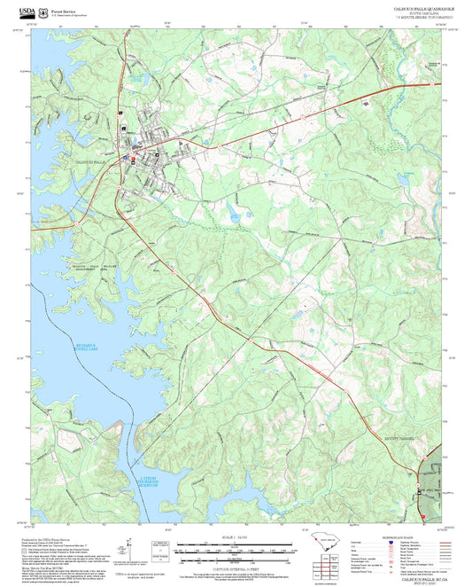 2025 Forest Service Topo Map of Calhoun Falls South Carolina
