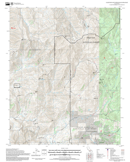 2025 Forest Service Topo Map of California Hot Springs California
