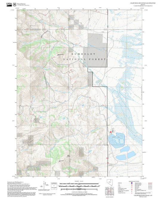 2025 Forest Service Topo Map of California Mountain Nevada