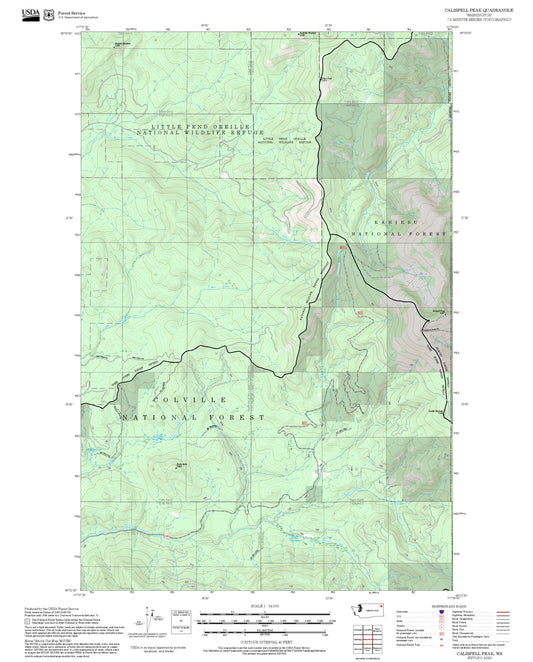 2025 Forest Service Topo Map of Calispell Peak Washington