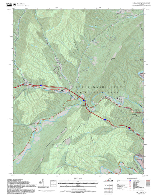 2025 Forest Service Topo Map of Callaghan Virginia
