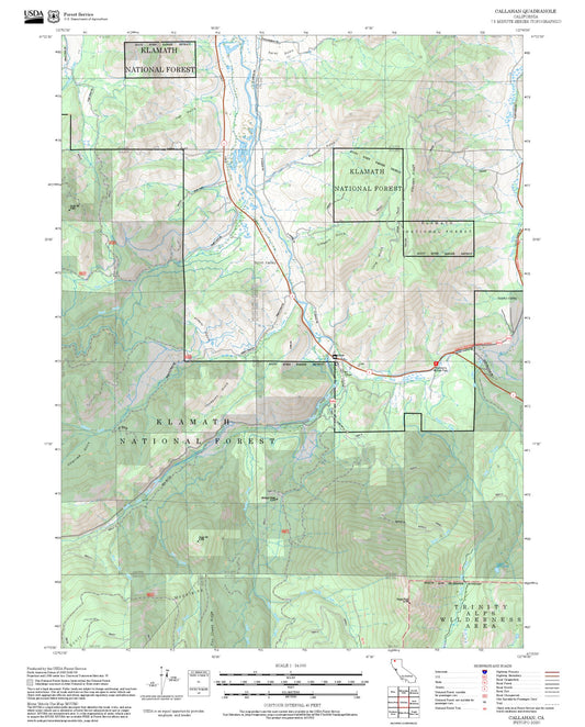 2025 Forest Service Topo Map of Callahan California