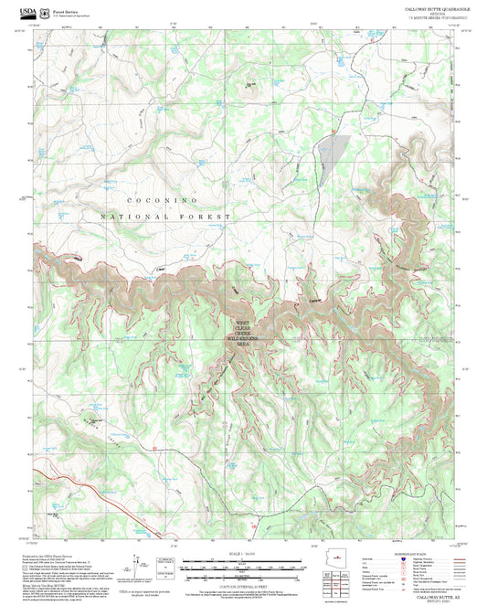 2025 Forest Service Topo Map of Calloway Butte Arizona