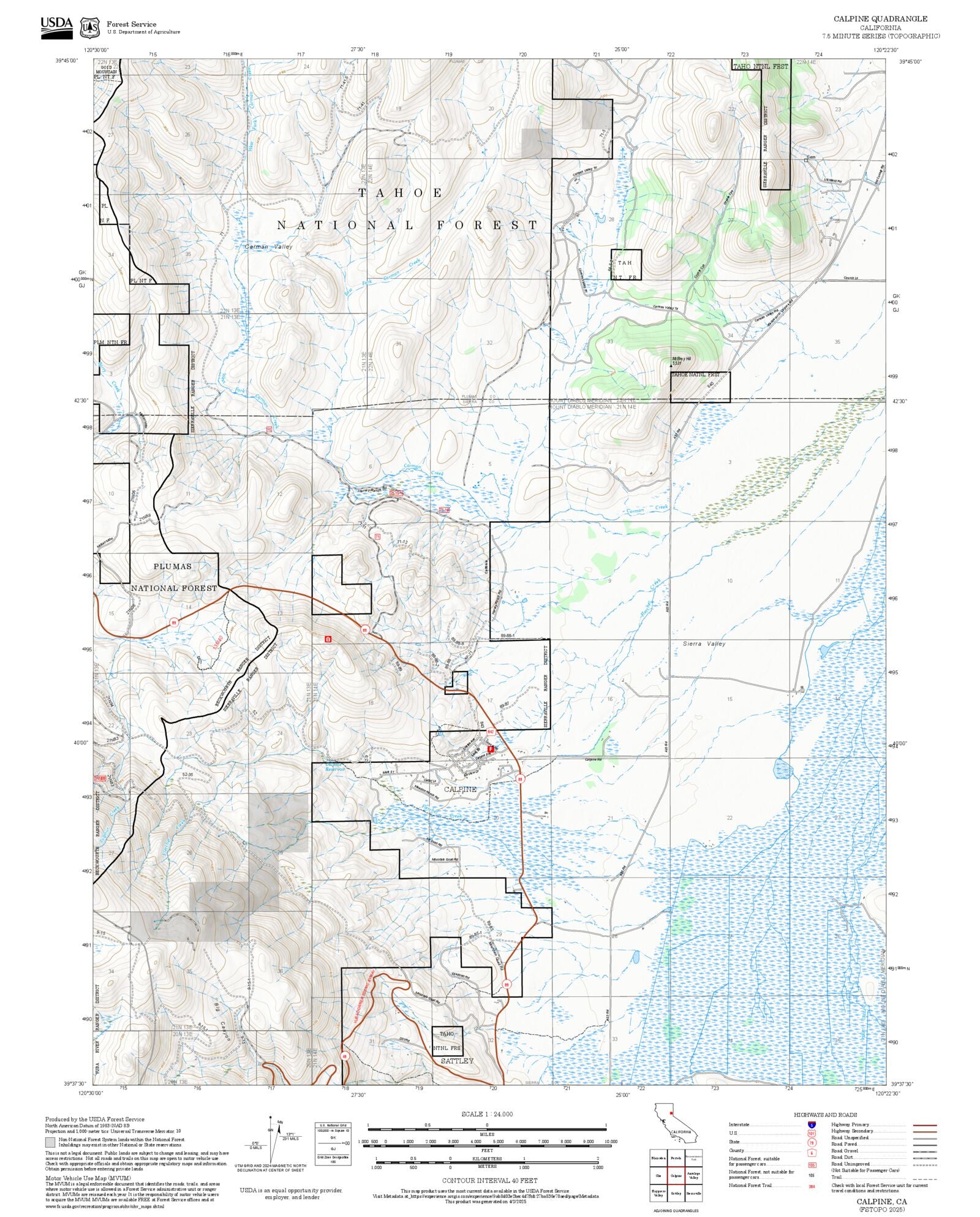 Calpine Asset Map 2025 Forest Service Topo Map of Calpine California – MyTopo Map Store
