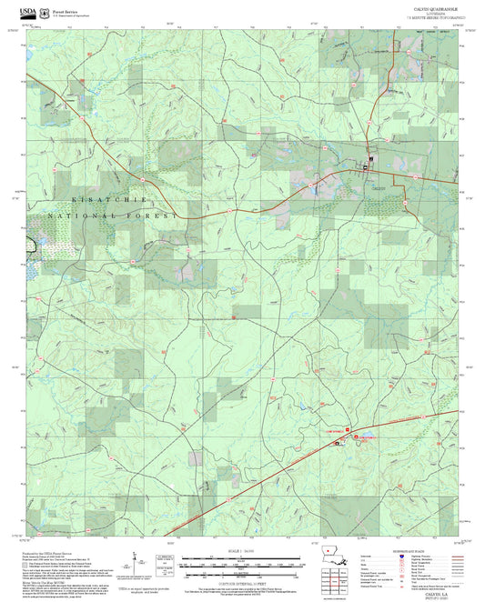 2025 Forest Service Topo Map of Calvin Louisiana