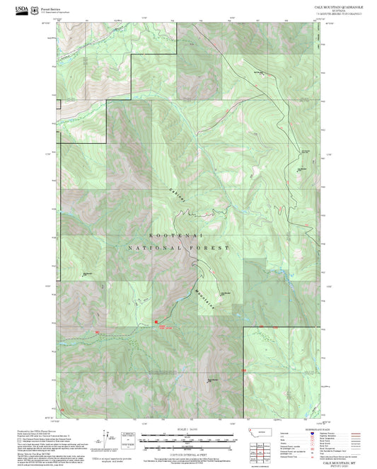 2025 Forest Service Topo Map of Calx Mountain Montana