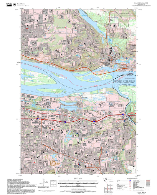 2025 Forest Service Topo Map of Camas Washington