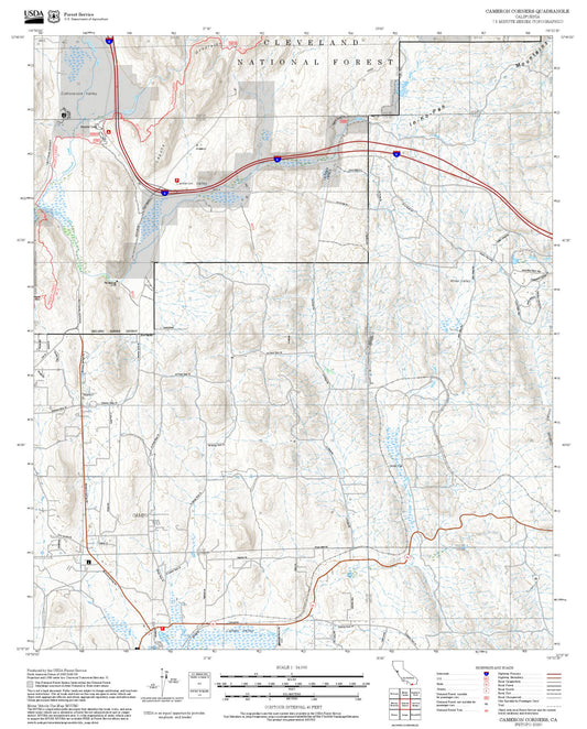 2025 Forest Service Topo Map of Cameron Corners California