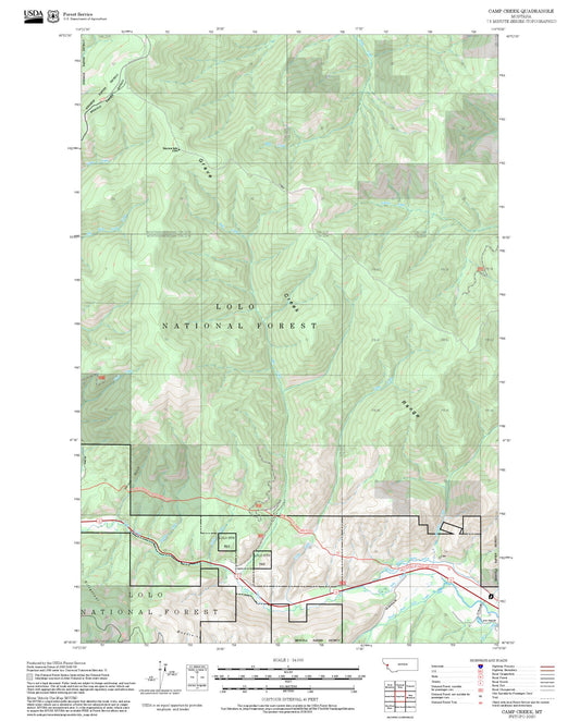 2025 Forest Service Topo Map of Camp Creek Montana