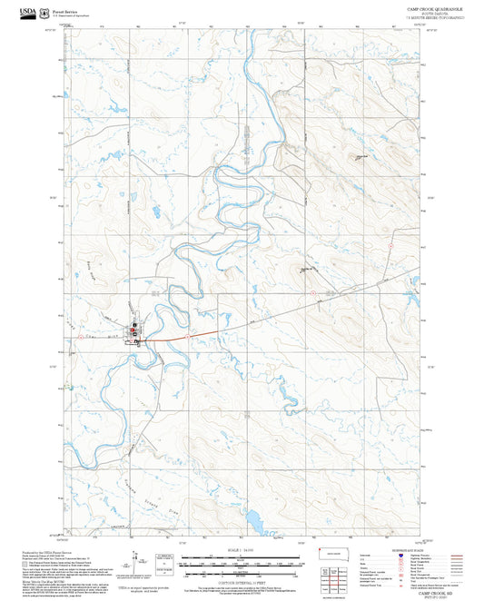 2025 Forest Service Topo Map of Camp Crook South Dakota