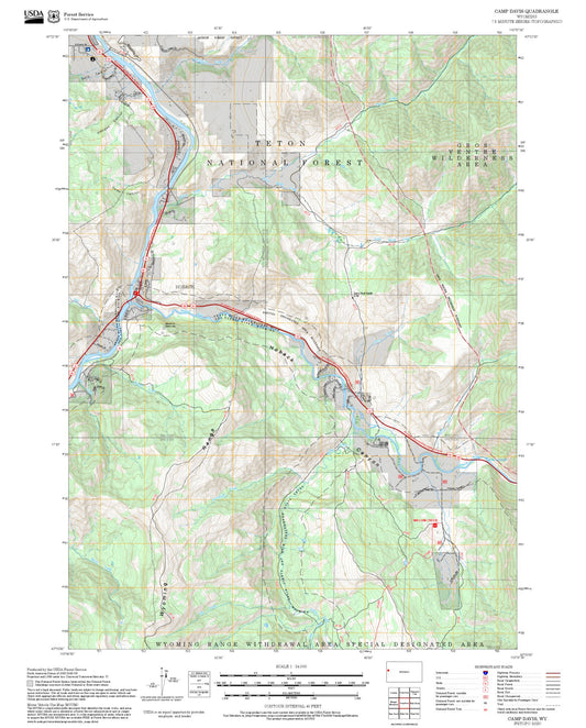 2025 Forest Service Topo Map of Camp Davis Wyoming