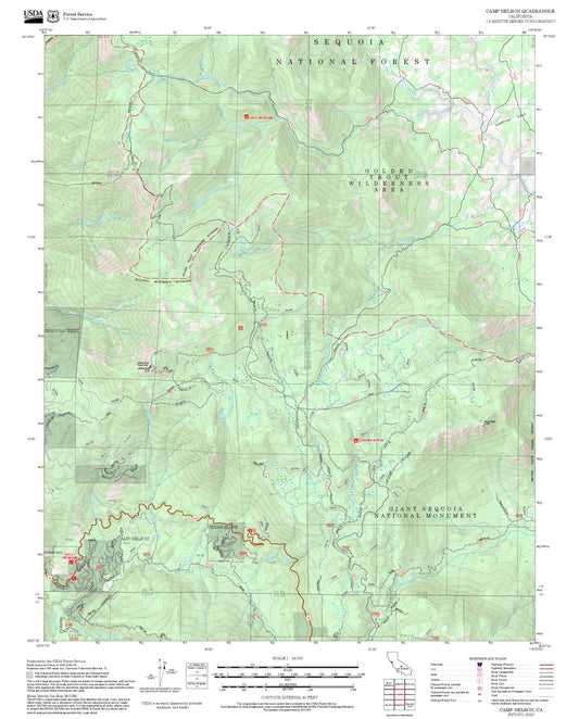 2025 Forest Service Topo Map of Camp Nelson California