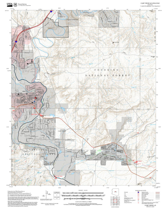 2025 Forest Service Topo Map of Camp Verde Arizona