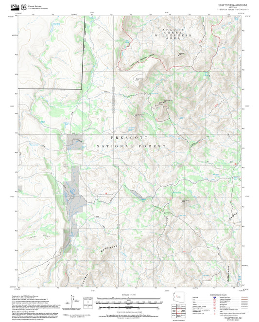 2025 Forest Service Topo Map of Camp Wood Arizona