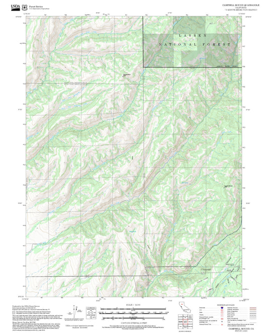 2025 Forest Service Topo Map of Campbell Mound California