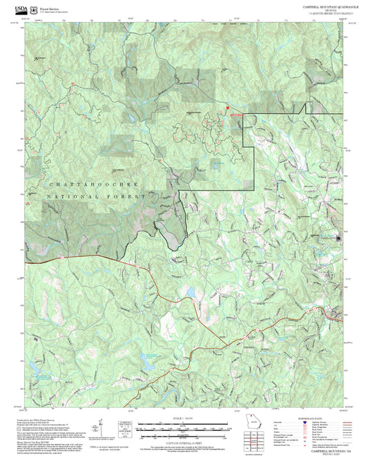 2025 Forest Service Topo Map of Campbell Mountain Georgia