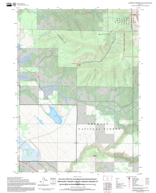 2025 Forest Service Topo Map of Campbell Reservoir Oregon