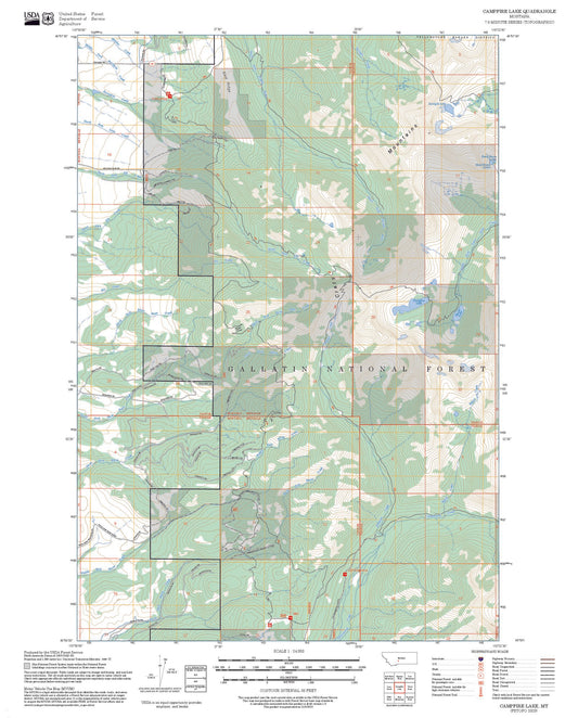 2025 Forest Service Topo Map of Campfire Lake Montana