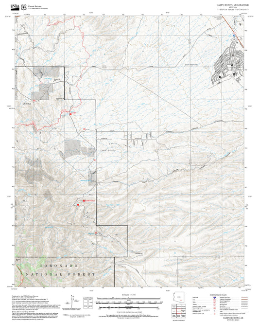 2025 Forest Service Topo Map of Campo Bonito Arizona