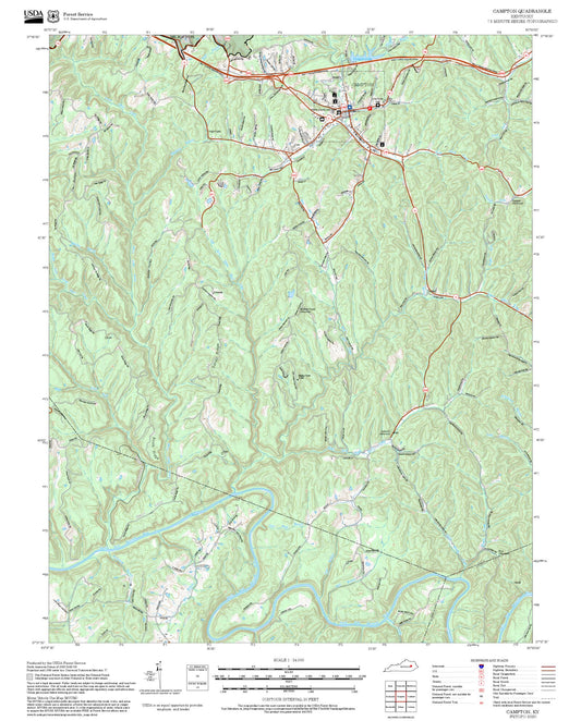 2025 Forest Service Topo Map of Campton Kentucky