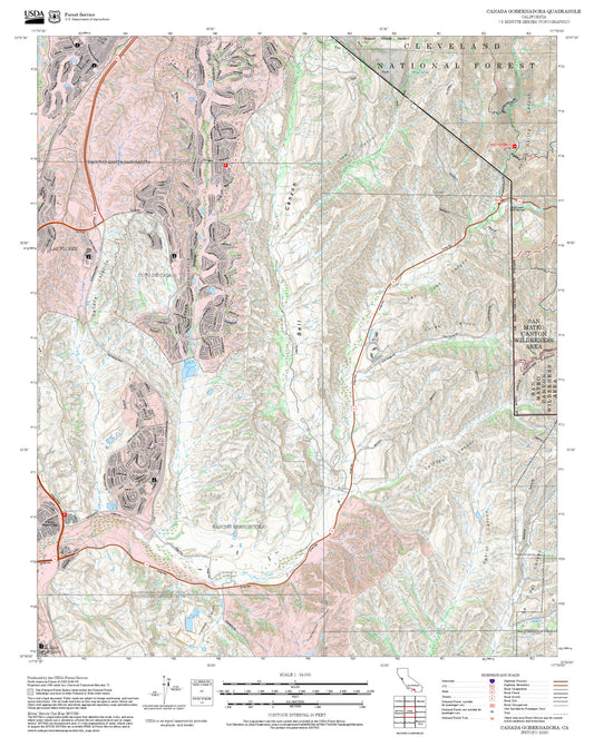 2025 Forest Service Topo Map of Canada Gobernadora California
