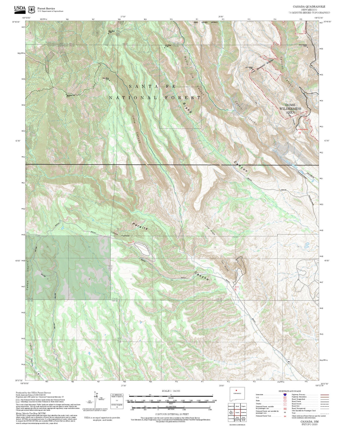 2025 Forest Service Topo Map of Canada New Mexico
