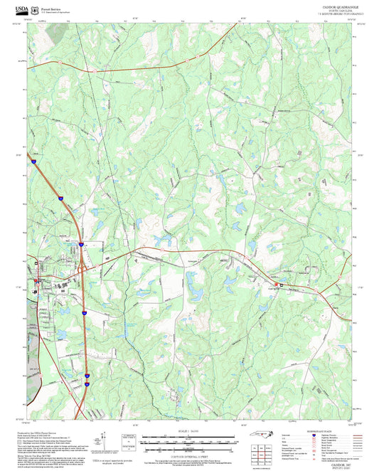 2025 Forest Service Topo Map of Candor North Carolina