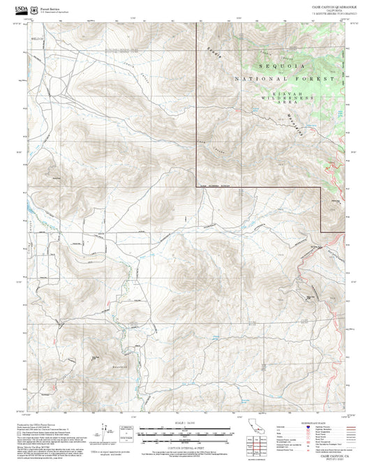2025 Forest Service Topo Map of Cane Canyon California