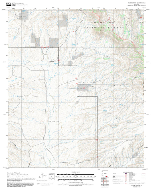 2025 Forest Service Topo Map of Canelo Pass Arizona