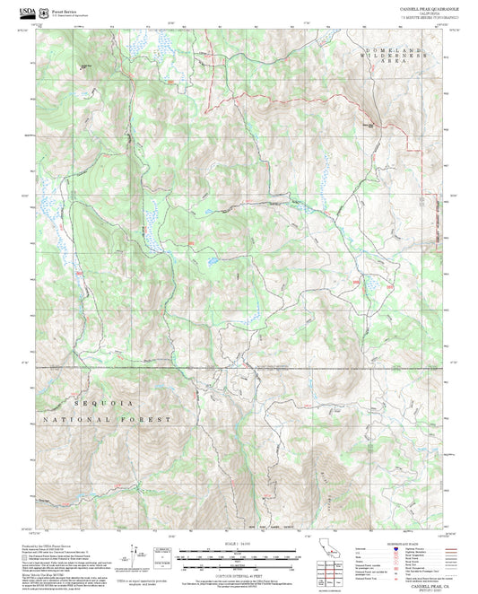 2025 Forest Service Topo Map of Cannell Peak California