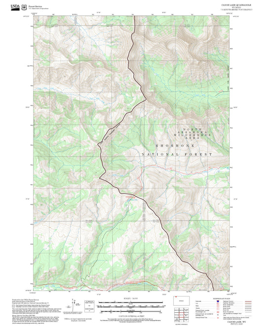 2025 Forest Service Topo Map of Canoe Lake Wyoming