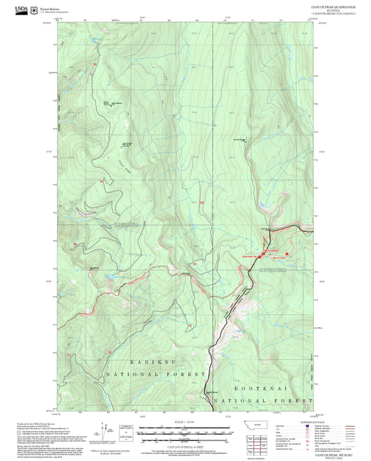 2025 Forest Service Topo Map of Canuck Peak Montana