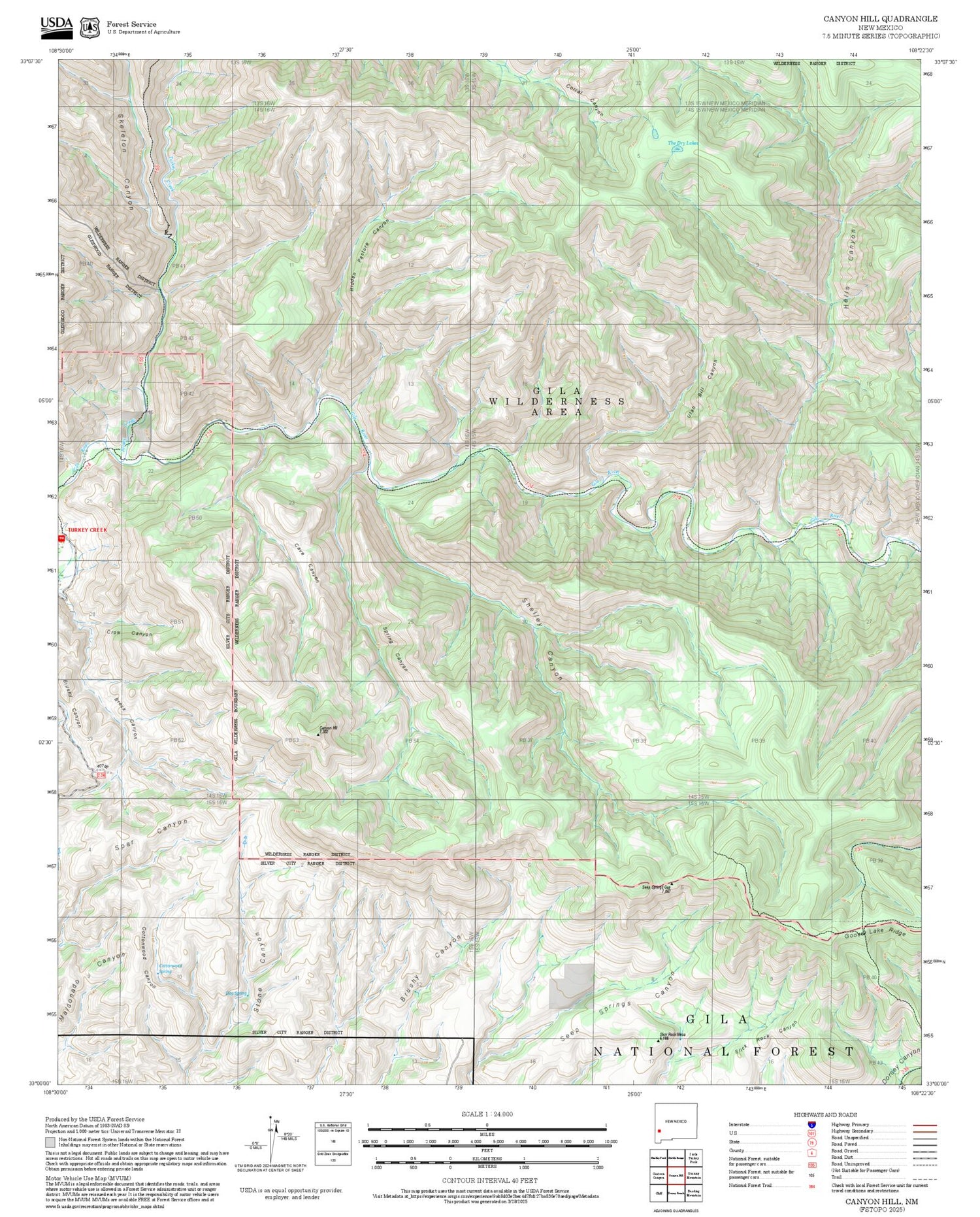 2025 Forest Service Topo Map of Canyon Hill New Mexico