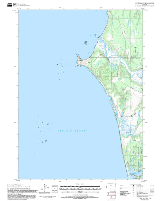2025 Forest Service Topo Map of Cape Blanco Oregon