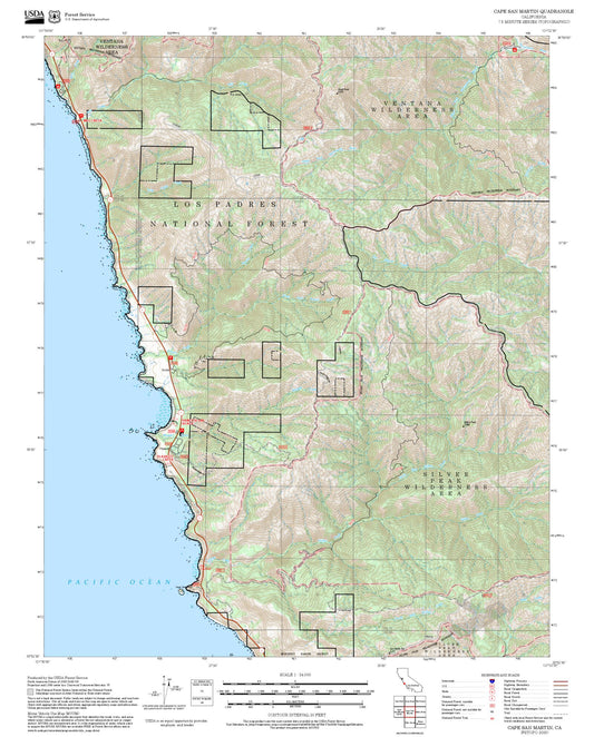 2025 Forest Service Topo Map of Cape San Martin California