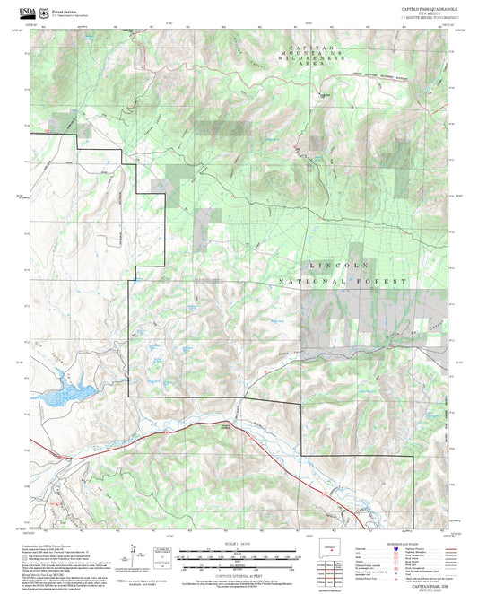2025 Forest Service Topo Map of Capitan Pass New Mexico