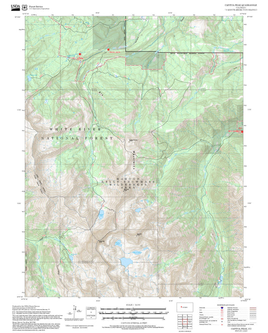 2025 Forest Service Topo Map of Capitol Peak Colorado