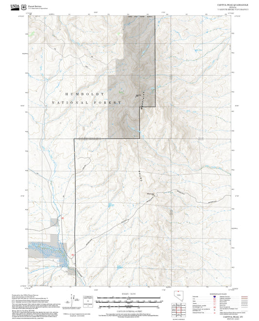 2025 Forest Service Topo Map of Capitol Peak Nevada