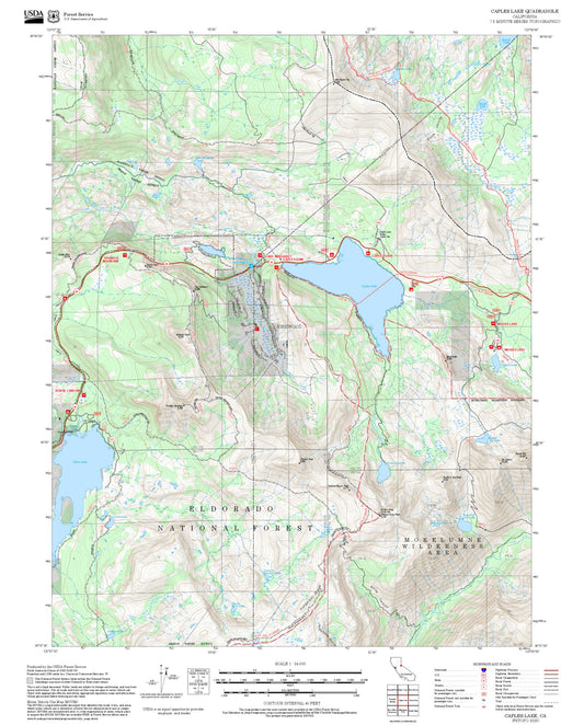 2025 Forest Service Topo Map of Caples Lake California