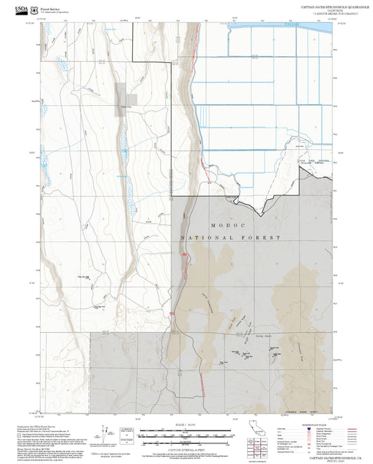 2025 Forest Service Topo Map of Captain Jacks Stronghold California