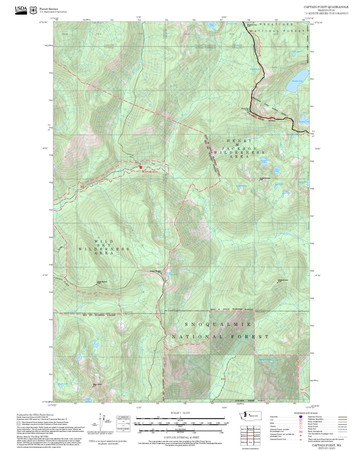 2025 Forest Service Topo Map of Captain Point Washington